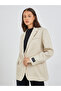 Women Beige Regular Fir Regular Length Blazer with Badge Detail - 3
