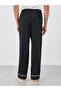 Black Solid Pyjama with Contrast Piping Detail - 4