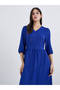 Blue Self-Design 3/4 Sleeves Maxi Dress - 3