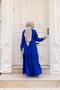Women's Layered Ribbed Blue Hijab Dress - 5