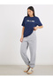 Women Navy Blue 1998 Graphic Print Short Sleeve Oversized T-Shirt - 2
