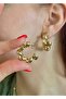 Sihra Accessories Twisted Model Hoop Earrings Gold Color Earrings