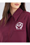 Burgundy Printed Chest Pocket Zipped Oversized Shirt - 4