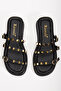 Women's Black Gold Studded Detail Trend Slipper