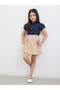 Girls Navy Blue Cotton Puff Sleeves Shirt - 2