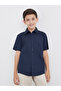 Boys Navy Blue Short Sleeves Shirt with Pocket - 3