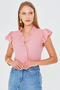 Women's Powder Collar and Ruffled Sleeves Blouse Arm-25Y001063