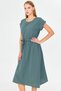 Women's Dark Green Elastic Waist Tie Dress Arm-18Y001120 - 4