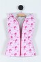 Powder Pink Printed Waist Elasticated Hooded Girl's down Vest - 2