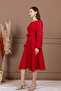 Chiffon Floral Detailed Midi Dress - Red - 3
