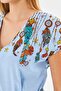 Women's Baby Blue V-Neck Printed Blouse Arm-25Y001086 - 2