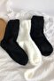 Women's 2 Pairs Plush Winter Thermal Sleeping Socks Black White - 3