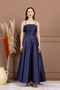 Taffeta Satin Strap Long Evening Dress - Dark Blue