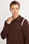 Men's Slim Fit Slim Fit Long Sleeve Polo Neck Striped Brown Sweater - 2