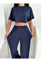 Summer Suit - Bottom Top Women's Textured Fabric - Baggy Pants + Relaxed Top - 6