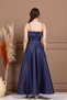 Taffeta Satin Strap Long Evening Dress - Dark Blue - 6
