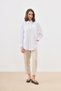 Women's White Oversize Pocket Brode Detailed Cotton Shirt - 3