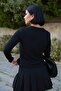 Basic Buttoned Black Waffle Cardigan - 5