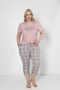 Women's Plus Size Cotton Viscose Fabric Short Sleeve Capri Suit 14495 - 2