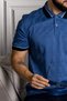 Premium Polo Neck Regular Fit (Classic Fit) 100% Mercerized Cotton Blue T-Shirt - 2