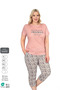 Women's Plus Size Cotton Viscose Fabric Short Sleeve Capri Suit 14495