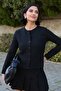 Basic Buttoned Black Waffle Cardigan