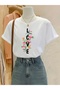 Flowers Love Printed Oversize Circle Neck T-Shirt