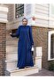 Women's Stone Detailed Pocket Comfortable Fit Blue Dress