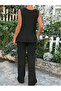 Maternity and Postpartum Adjustable Waist Detail Sleeveless Bubble Fabric Top and Bottom Set - 3