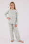 Girl's Crew Neck Pigment Printed Winter Regular Fit Green Pajama Set Rp3701-C-V1 - 2