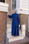 Women's Stone Detailed Pocket Comfortable Fit Blue Dress - 5