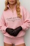 Women's Pink Castelló De La Plana Printed Zippered Oversize Sweatshirt – Half Turtleneck, Comfortable g - 3