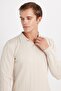 Men's Slim Fit Slim Fit Long Sleeve Polo Neck Striped Stone Sweater - 2