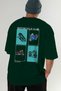 Motorcycle Club Back Printed Green Oversize T-Shirt Men's Women's 100% Cotton Crew Neck T-Shirt - 7