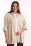 Tren42Plus Large Size Square Stone Printed Shirt Blouse Beige Double Suit