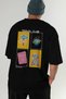 Travel Club Back Printed Black Oversize T-Shirt Men's Women's 100% Cotton Crew Neck T-Shirt - 7