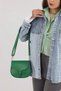 Women's Green Flap Crossbody Bag with Buckle and Belt - 5