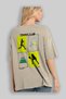 Tennis Club Back Printed Beige Oversize T-Shirt Men's Women's 100% Cotton Crew Neck T-Shirt - 4