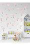 Soft Pink Flowers and Leaves, Baby Kids Room, Wall Sticker, 50 X 100 cm