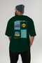 Summer Club Back Printed Green Oversize T-Shirt Men's Women's 100% Cotton Crew Neck T-Shirt - 5