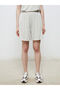 Beige Elastic Waist Modal Blend Women's Shorts - 2