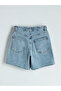 Xside Blue High Waist Mom Fit Women's Jean Shorts - 3