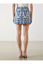 Original Beli Zippered Patterned Linen Blend Short Skirt - 4