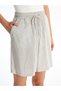 Lcwaikiki Classic - Blue Striped Linen Blend Rubber Waist Women's Shorts - 3