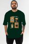 Coffee Club Front Printed Green Oversize T-Shirt Men's Women's 100% Cotton Crew Neck T-Shirt