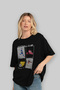 Football Club Front Printed Black Oversize T-Shirt Men's Women's 100% Cotton Crew Neck T-Shirt - 4