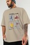Football Club Pre-Printed Beige Oversize T-Shirt Men's Women's 100% Cotton Crew Neck T-Shirt - 3