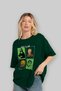 Art Club Front Printed Green Oversize T-Shirt Men's Women's 100% Cotton Crew Neck T-Shirt - 4