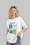 Gym Club Front Printed White Oversize T-Shirt Men's Women's 100% Cotton Crew Neck T-Shirt - 4