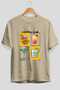 Cocktail Club Front Printed Beige Oversize T-Shirt Men's Women's 100% Cotton Crew Neck T-Shirt - 2
